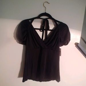 Nordstrom Flounce Brand Black Top NWT
